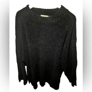 Sag Harbor Moc Neck Black Longsleeve Sweater 3X